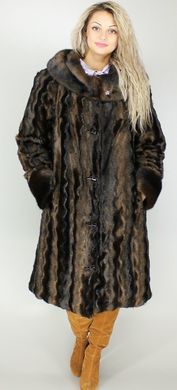 Шуба искусственная норка коричневая волна F37 Murenna Furs