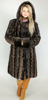 Шуба искусственная норка коричневая волна F37 Murenna Furs