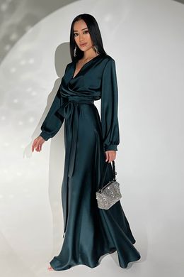 Шелковое изумрудное вечернее платье в пол Шик Jadone Fashion