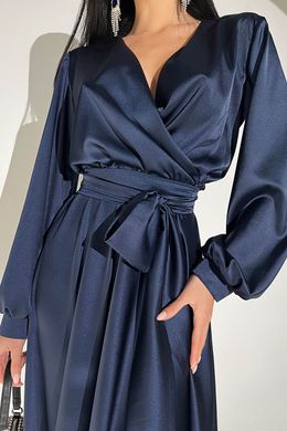 Шовкова темно-синя вечірня довга сукня Шик Jadone Fashion