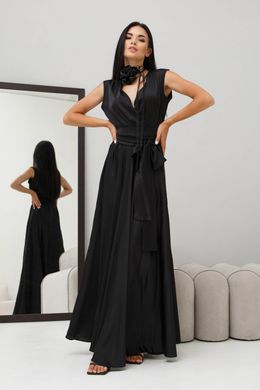 Довге вечірнє шовкове чорне плаття Jadone Fashion