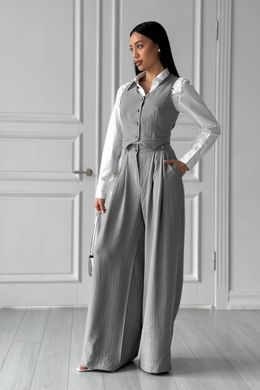 Серые в полоску брюки палаццо Испанио Jadone Fashion