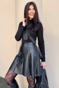 Чорная кожаная юбка на флисе Дейни Jadone Fashion