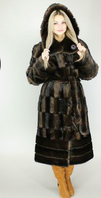 Шуба штучна коричнева норка паркет F61-29 Murenna Furs