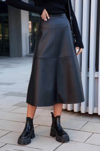 Кожаная черная юбка миди Арна Jadone Fashion