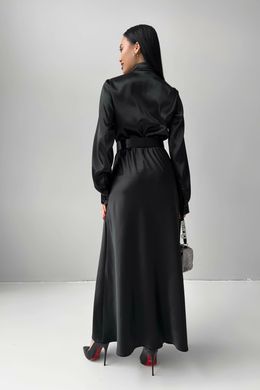 Атласное черное длинное платье Юнона Jadone Fashion