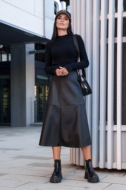 Кожаная черная юбка миди Арна Jadone Fashion