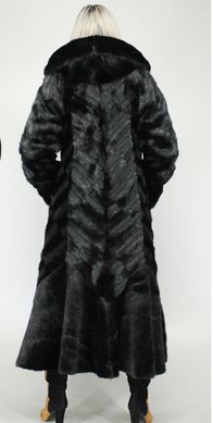 Длинная искусственная шуба черная норка паркет F101-4 Murenna Furs