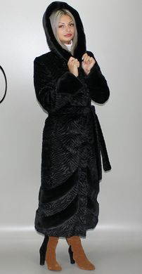 Довга жіноча шуба з штучного хутра чорний каракуль F-232-6 Murenna Furs