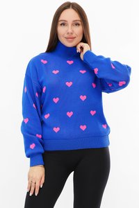 Синий свитер с сердечками 222 MarSe