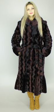 Женская длинная искусственная шуба бордовая норка волна F36-38 Murenna Furs