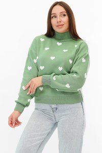 Фісташковий светр з сердечками 222 MarSe