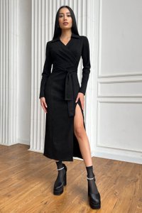Замшевое черное платье миди Соломия Jadone Fashion