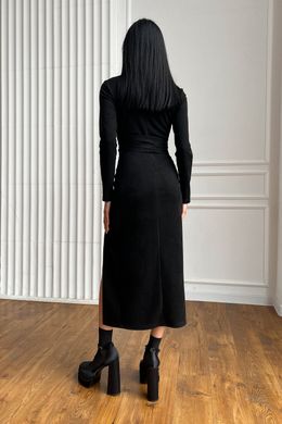 Замшевое черное платье миди Соломия Jadone Fashion