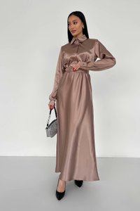 Атласное длинное платье Юнона мокко Jadone Fashion