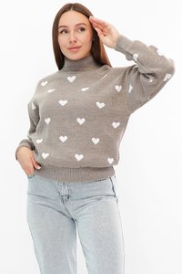 Кавовий светр з сердечками 222 MarSe