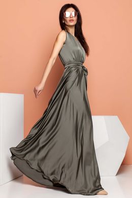 Шелковое вечернее платье макси цвета хаки Jadone Fashion