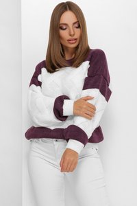 Вязаный свитер 200 фиолетовый-молоко MarSe