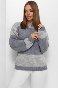 Вязаный свитер 200 серый-джинс MarSe