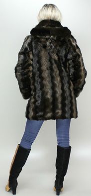 Шуба искусственная коричневая норка волна F115-31 Murenna Furs
