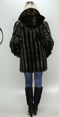 Шуба штучна коричнева норка смуга F115-30 Murenna Furs