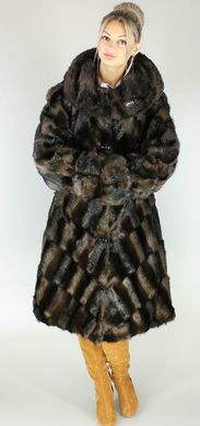 Шуба искусственная коричневая норка паркет F107-13 Murenna Furs