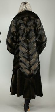 Длинная искусственная шуба коричневая норка паркет F101-29 Murenna Furs