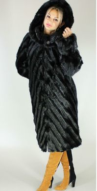 Шуба искусственная черная норка полоса F107-32 Murenna Furs