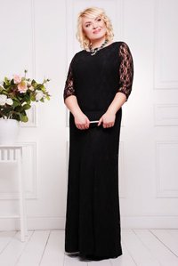 Вечернее длинное черное гипюровое платье Бланка Lenida