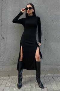 Черное платье миди с разрезами Рената Jadone Fashion