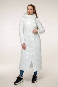 Зимове жіноче біле пальто ПВ-1133 лак Favoritti