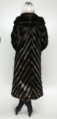 Шуба искусственная коричневая норка полоса F102-30 Murenna Furs