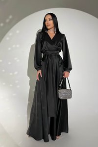 Шовкова чорна вечірня довга сукня Шик Jadone Fashion