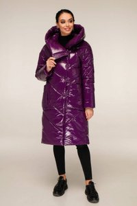 Зимова фіолетова лакова куртка ПВ-1255 тон 14 Favoritti