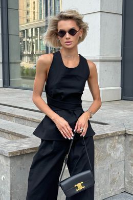 Черная льняная блуза - топ Маки Jadone Fashion