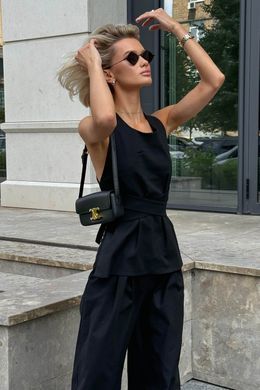 Черная льняная блуза - топ Маки Jadone Fashion