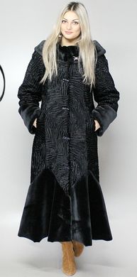 Довга штучна шуба чорний каракуль F101-6 Murenna Furs