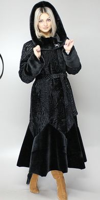 Длинная искусственная шуба черный каракуль F101-6 Murenna Furs