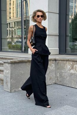 Лляні чорні брюки палаццо Велет Jadone Fashion