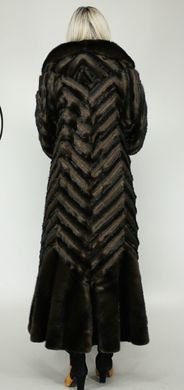 Длинная искусственная шуба коричневая норка полоса F101-30 Murenna Furs