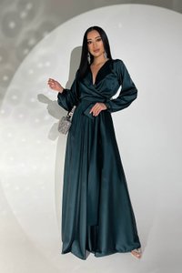 Шовкова смарагдова вечірня довга сукня Шик Jadone Fashion
