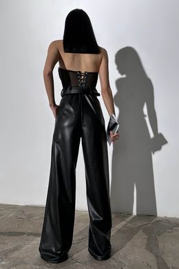 Зимові чорні шкіряні широкі брюки Корбі Jadone Fashion