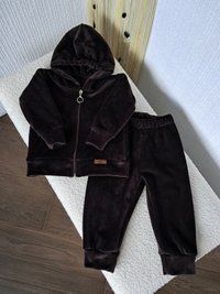 Теплый велюровый костюм шоколадный