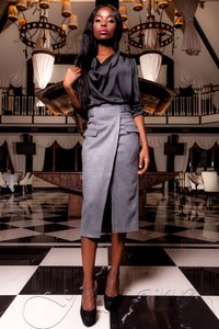 Темно-сіра блуза-туніка Кантілі Jadone Fashion