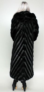 Шуба искусственная черная норка полоса F102-32 Murenna Furs