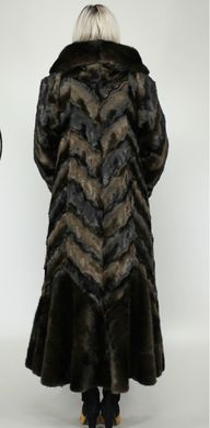 Длинная искусственная шуба коричневая норка волна F101-31 Murenna Furs