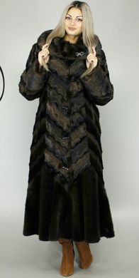 Длинная искусственная шуба коричневая норка волна F101-31 Murenna Furs