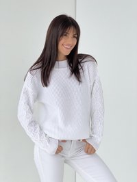 Белый вязаный свитер 221 MarSe