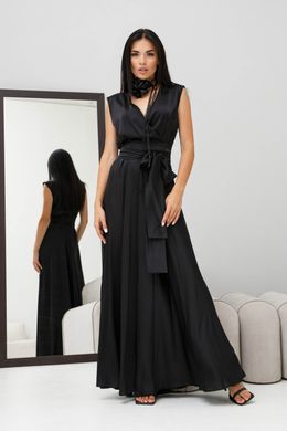 Вечернее шелковое черное платье в пол Jadone Fashion