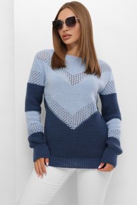 Вязаный женский свитер 208 голубой-синий MarSe